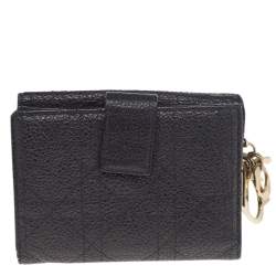 Pre Owned Dior Black Leather Lady Dior Wallet