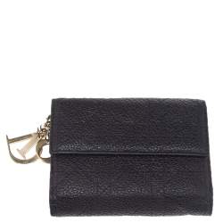 Pre Owned Dior Black Leather Lady Dior Wallet