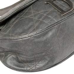 Pre Owned Dior Grey Cannage Leather Flap Hobo