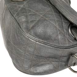 Pre Owned Dior Grey Cannage Leather Flap Hobo