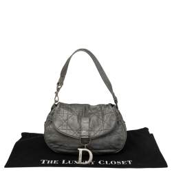 Pre Owned Dior Grey Cannage Leather Flap Hobo