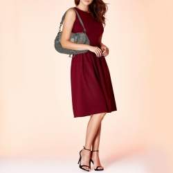 Pre Owned Dior Grey Cannage Leather Flap Hobo