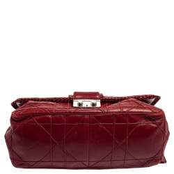 مملوكة مسبقًا Dior Burgundy Cannage Leather New Lock Ruffle Flap Bag