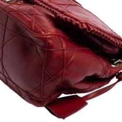 مملوكة مسبقًا Dior Burgundy Cannage Leather New Lock Ruffle Flap Bag