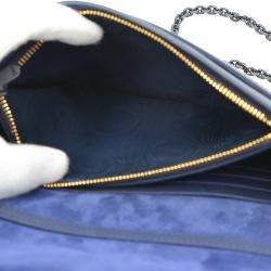 مملوكة مسبقًا Dior Navy Blue Leather Saddle Shoulder Bag 