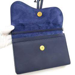 مملوكة مسبقًا Dior Navy Blue Leather Saddle Shoulder Bag 