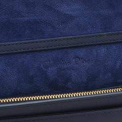 مملوكة مسبقًا Dior Navy Blue Leather Saddle Shoulder Bag 