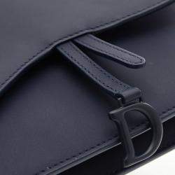 مملوكة مسبقًا Dior Navy Blue Leather Saddle Shoulder Bag 