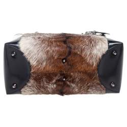 Pre Owned Dior Tricolor Patent Leather and Calf Hair Lady Dior Tote