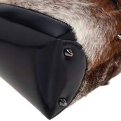 Pre Owned Dior Tricolor Patent Leather and Calf Hair Lady Dior Tote