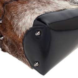 Pre Owned Dior Tricolor Patent Leather and Calf Hair Lady Dior Tote