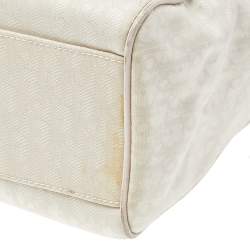 Pre Owned Christian Dior White-Cream Canvas And Leather Diorissimo Small Lovely Tote