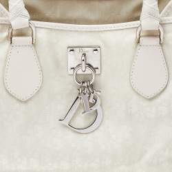 Pre Owned Christian Dior White-Cream Canvas And Leather Diorissimo Small Lovely Tote