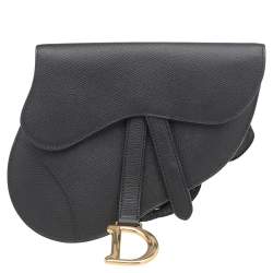 Dior Black Leather Saddle Belt Bag