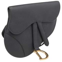 Pre Owned Dior Black Leather Saddle Belt Bag