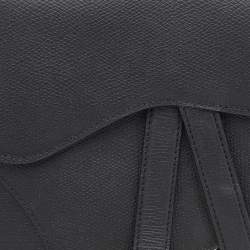 Pre Owned Dior Black Leather Saddle Belt Bag
