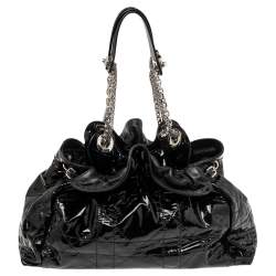 Pre Owned Dior Black Cannage Patent Leather Le Trente Hobo