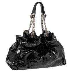 Pre Owned Dior Black Cannage Patent Leather Le Trente Hobo