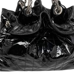 Pre Owned Dior Black Cannage Patent Leather Le Trente Hobo