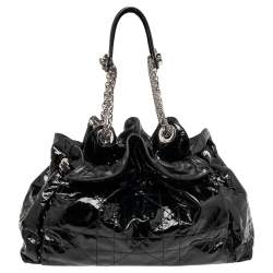 Pre Owned Dior Black Cannage Patent Leather Le Trente Hobo