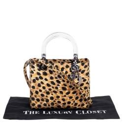 مملوكة مسبقًا Dior Brown/Beige Animal Print Fabric Medium Lady Dior Tote