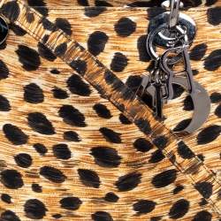 مملوكة مسبقًا Dior Brown/Beige Animal Print Fabric Medium Lady Dior Tote