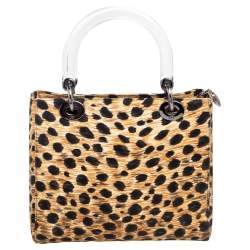 مملوكة مسبقًا Dior Brown/Beige Animal Print Fabric Medium Lady Dior Tote