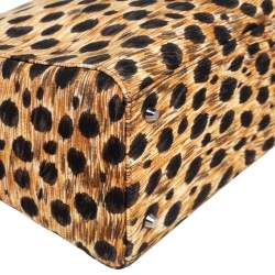 مملوكة مسبقًا Dior Brown/Beige Animal Print Fabric Medium Lady Dior Tote