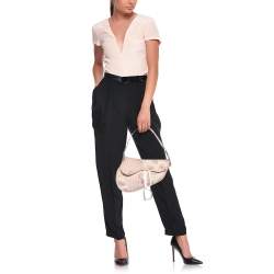 Pre Owned Dior Beige/Pink Floral Oblique Canvas Saddle Bag