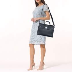 Pre Owned Dior Black Leather Large Diorever Top Handle Bag