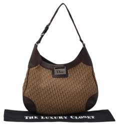 Pre Owned حقيبة هوبو ديور أوبليك جلد وكانفاس ديوريسيمو بني/ بيج