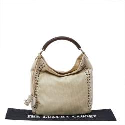 Pre Owned Dior Cream Oblique Canvas And Leather Ethnic Hobo