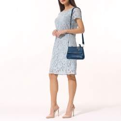 Pre Owned Dior Blue Leather Mini Be Dior Top Handle Bag