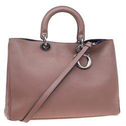 Pre Owned Dior Light Brown Leather Large Diorissimo Shopper Tote