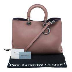 Pre Owned Dior Light Brown Leather Large Diorissimo Shopper Tote