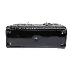 Pre Owned Dior Black Cannage Patent Leather Large Lady Dior Tote