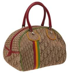 Pre Owned Dior Mulitcolor Trotter Canvas And Leather Rasta Bowler Bag