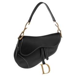 Pre Owned Dior Black Leather Saddle Bag