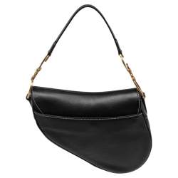 Pre Owned Dior Black Leather Saddle Bag