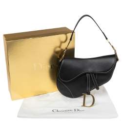 Pre Owned Dior Black Leather Saddle Bag