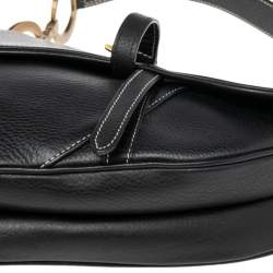 Pre Owned Dior Black Leather Saddle Bag