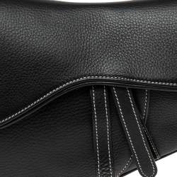 Pre Owned Dior Black Leather Saddle Bag