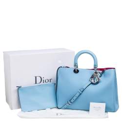 Pre Owned حقيبة يد ديور ديوريسيمو شوبرجلد محبب أزرق فاتح كبيرة 