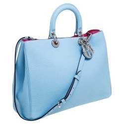 Pre Owned حقيبة يد ديور ديوريسيمو شوبرجلد محبب أزرق فاتح كبيرة 
