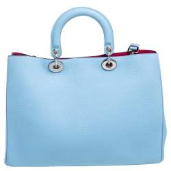 Pre Owned حقيبة يد ديور ديوريسيمو شوبرجلد محبب أزرق فاتح كبيرة 