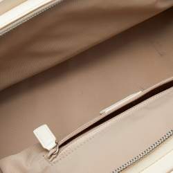 Pre Owned Dior Beige Diorissimo Canvas And Leather Floral Embroidered Trotter Satchel