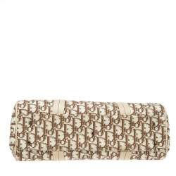 Pre Owned Dior Beige Diorissimo Canvas And Leather Floral Embroidered Trotter Satchel