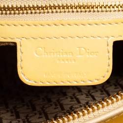 Dior Yellow Cannage Patent Leather Large Lady Dior Tote