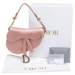 Pre Owned Dior Beige Satin Mini Saddle Bag