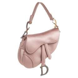 Pre Owned Dior Beige Satin Mini Saddle Bag